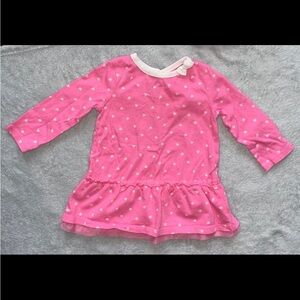 5/)25 Pink long sleeve with white hearts baby girl 3-6 months